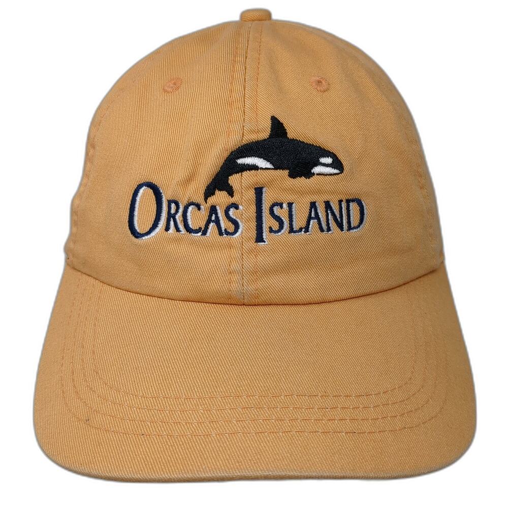 Orcas Island Strapback Baseball Cap Orange One Size Embroidered Ahead Extreme